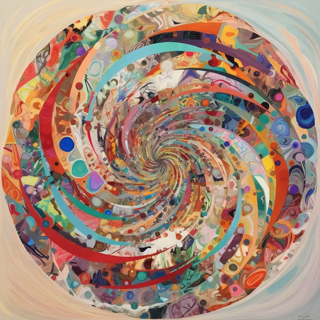 Dynamic swirl of multi-colored fragments resembling a kaleidoscope