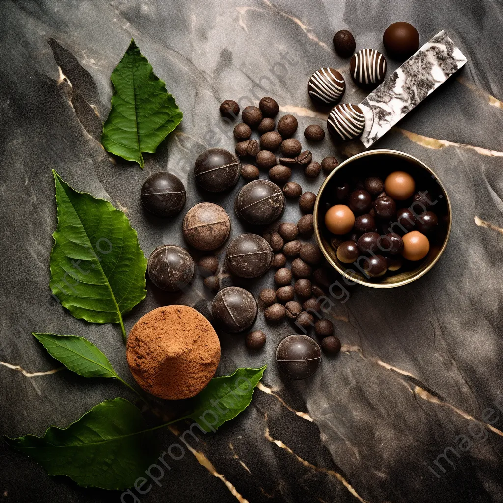 Artfully arranged gourmet chocolates and truffles on marble - Image 1