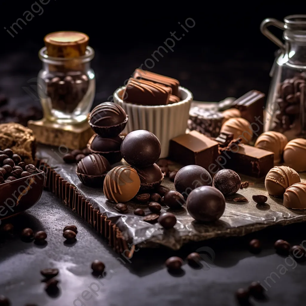 Artfully arranged gourmet chocolates and truffles on marble - Image 3