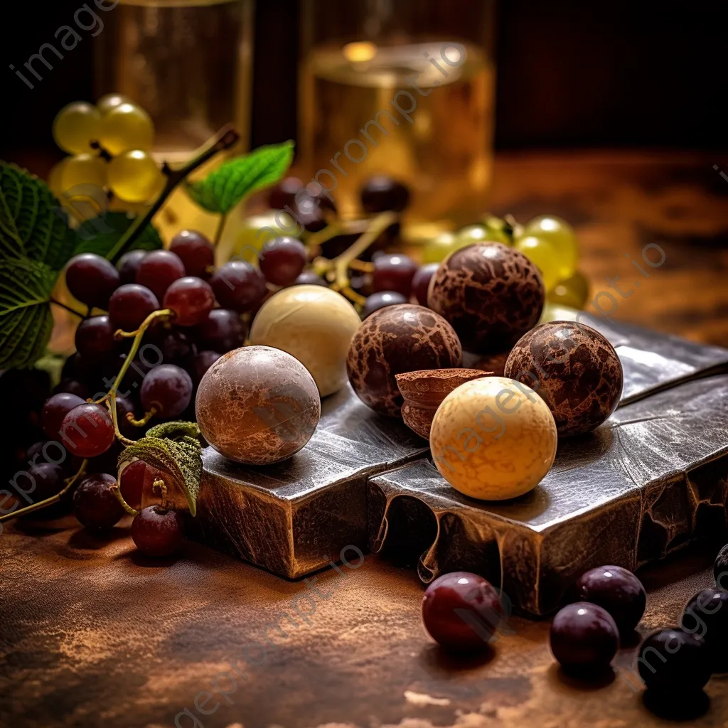 Artfully arranged gourmet chocolates and truffles on marble - Image 4