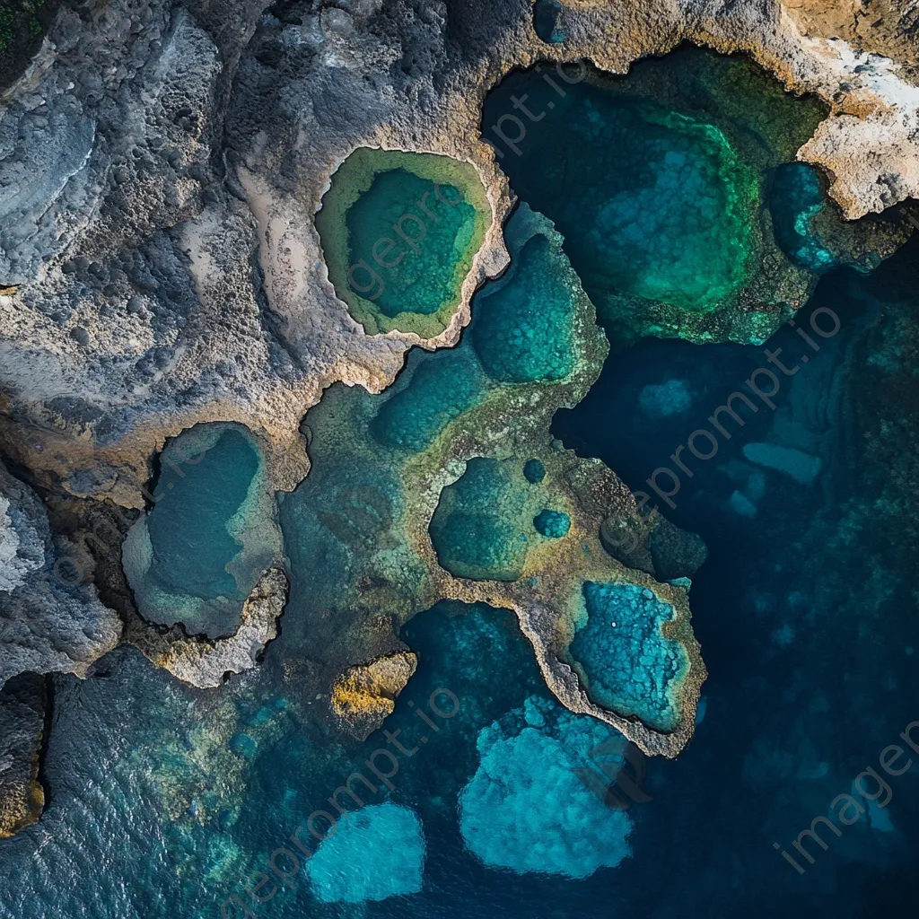 Aerial view of interconnected rock pools along a coastline - Image 2