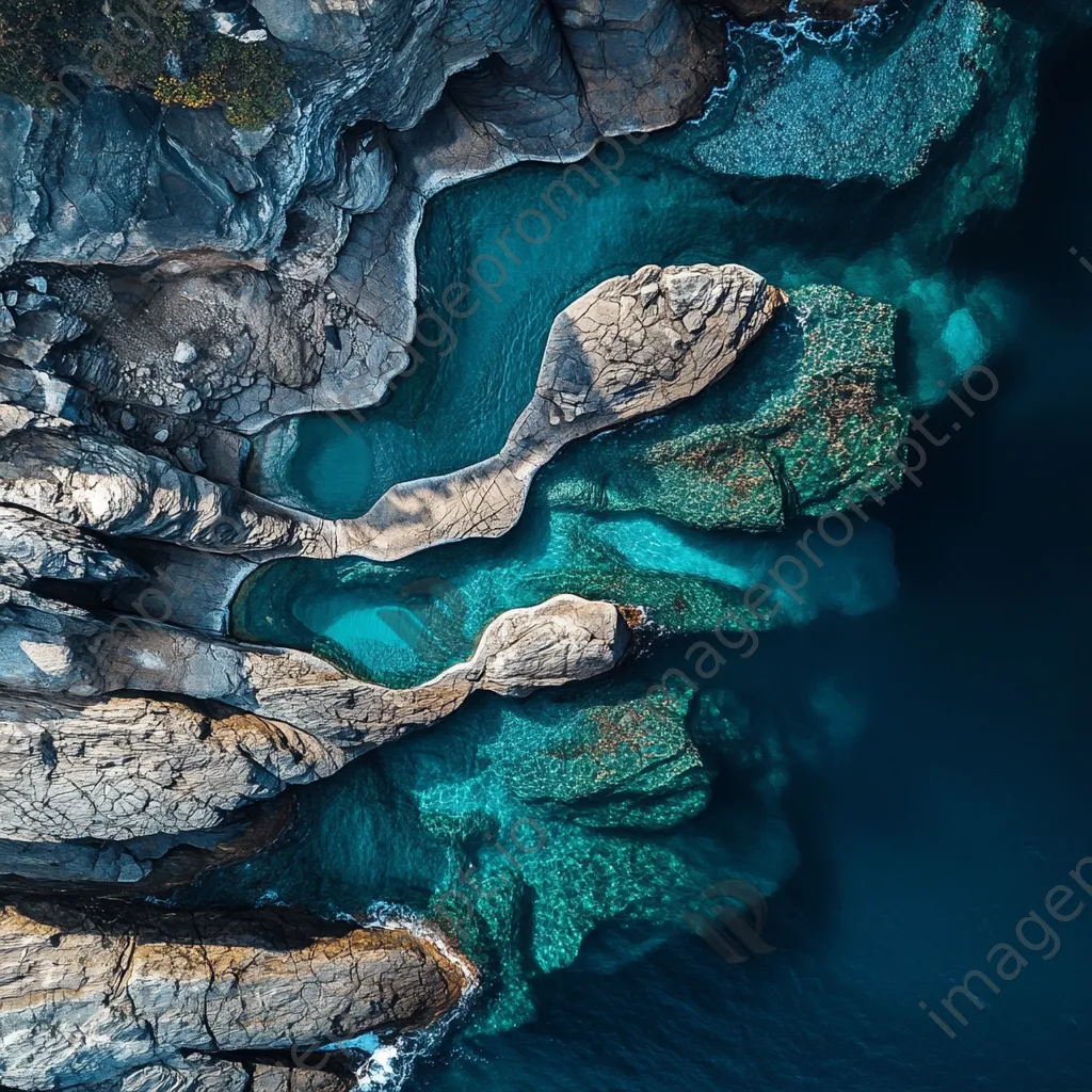 Aerial view of interconnected rock pools along a coastline - Image 3