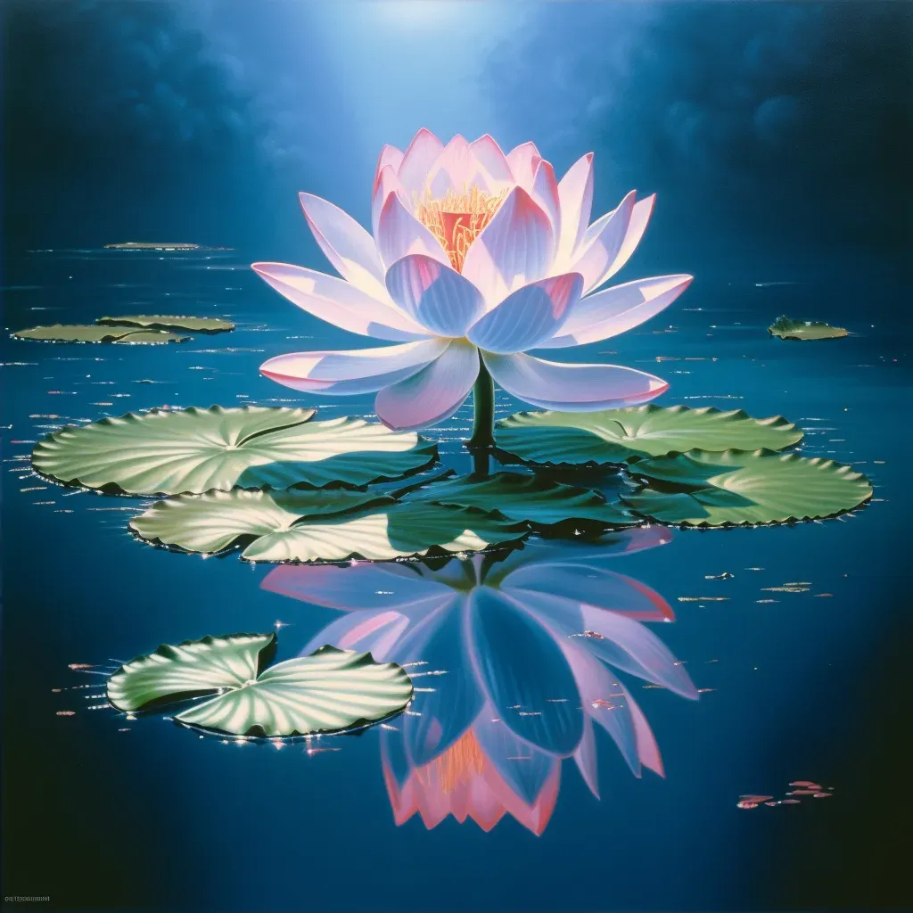 Image of a tranquil lotus flower on a calm pond, symbolizing serenity - Image 2