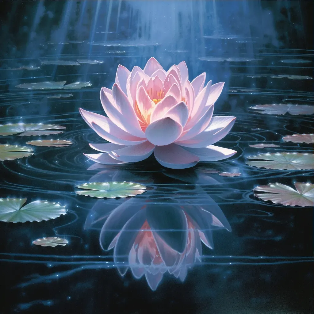 Image of a tranquil lotus flower on a calm pond, symbolizing serenity - Image 3