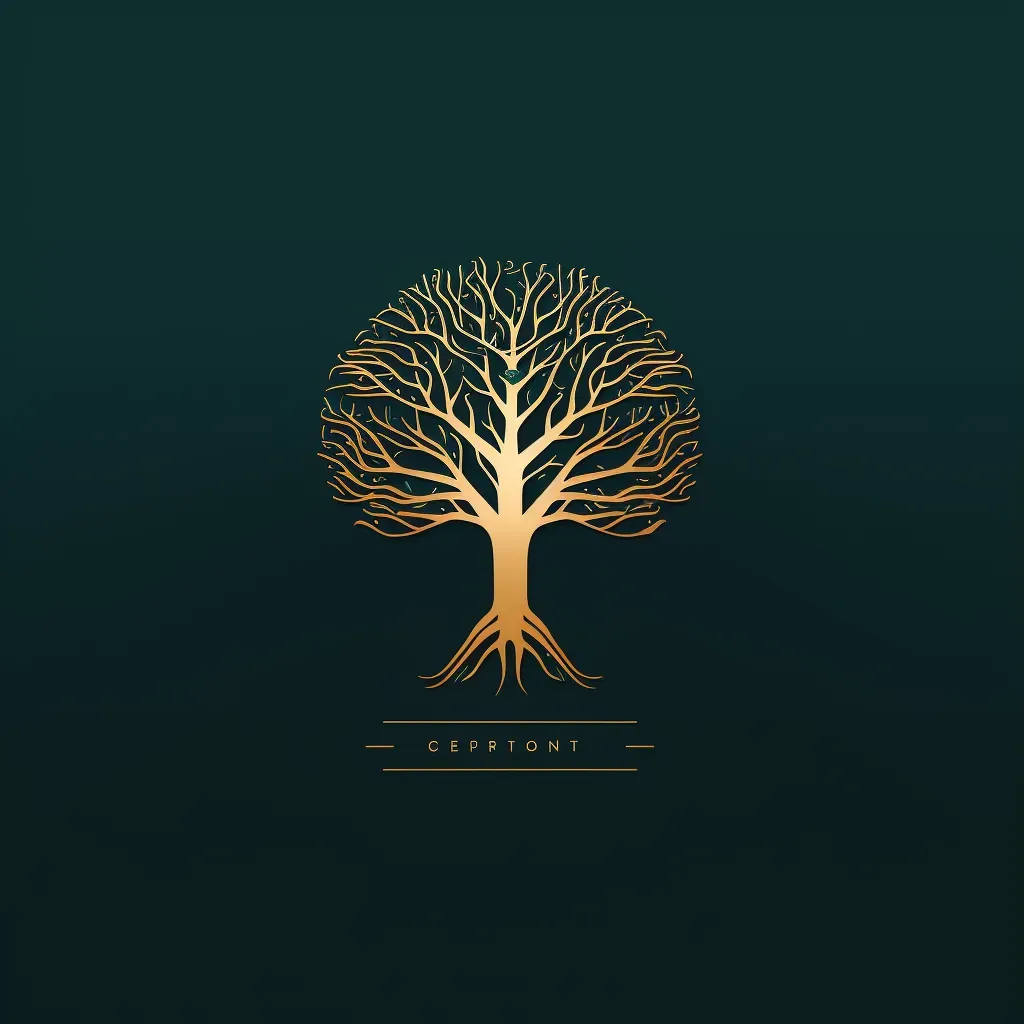 Logo featuring a single line creating a tree with roots in the shape of a brain, in green and brown. - Image 1