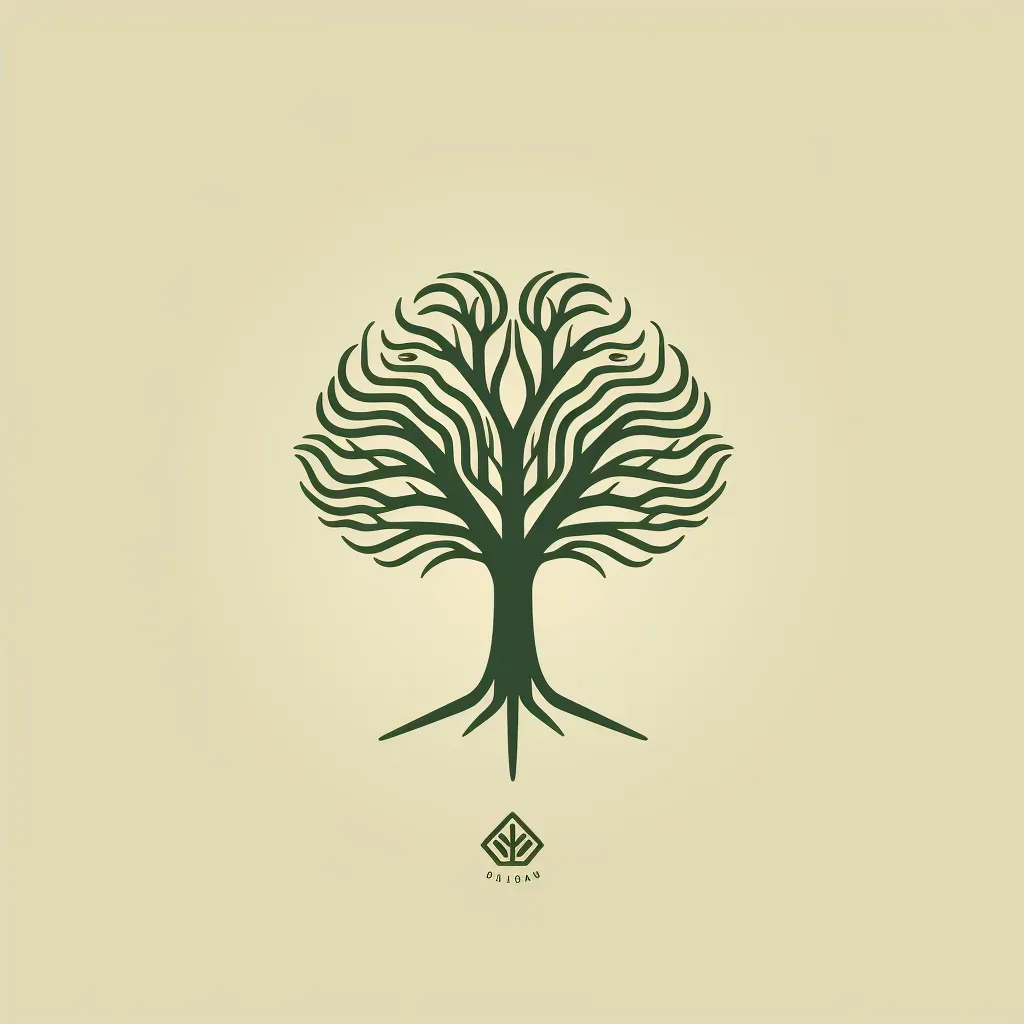 Logo featuring a single line creating a tree with roots in the shape of a brain, in green and brown. - Image 2