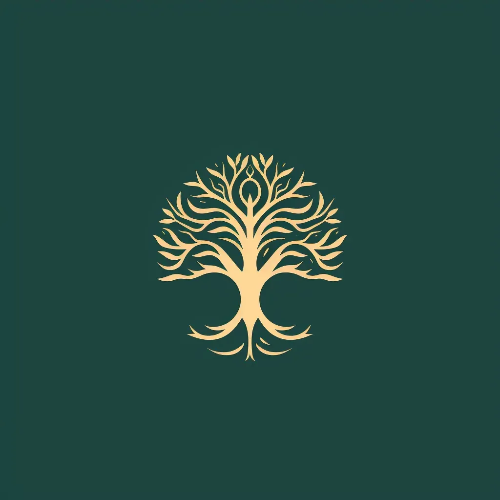 Logo featuring a single line creating a tree with roots in the shape of a brain, in green and brown. - Image 4