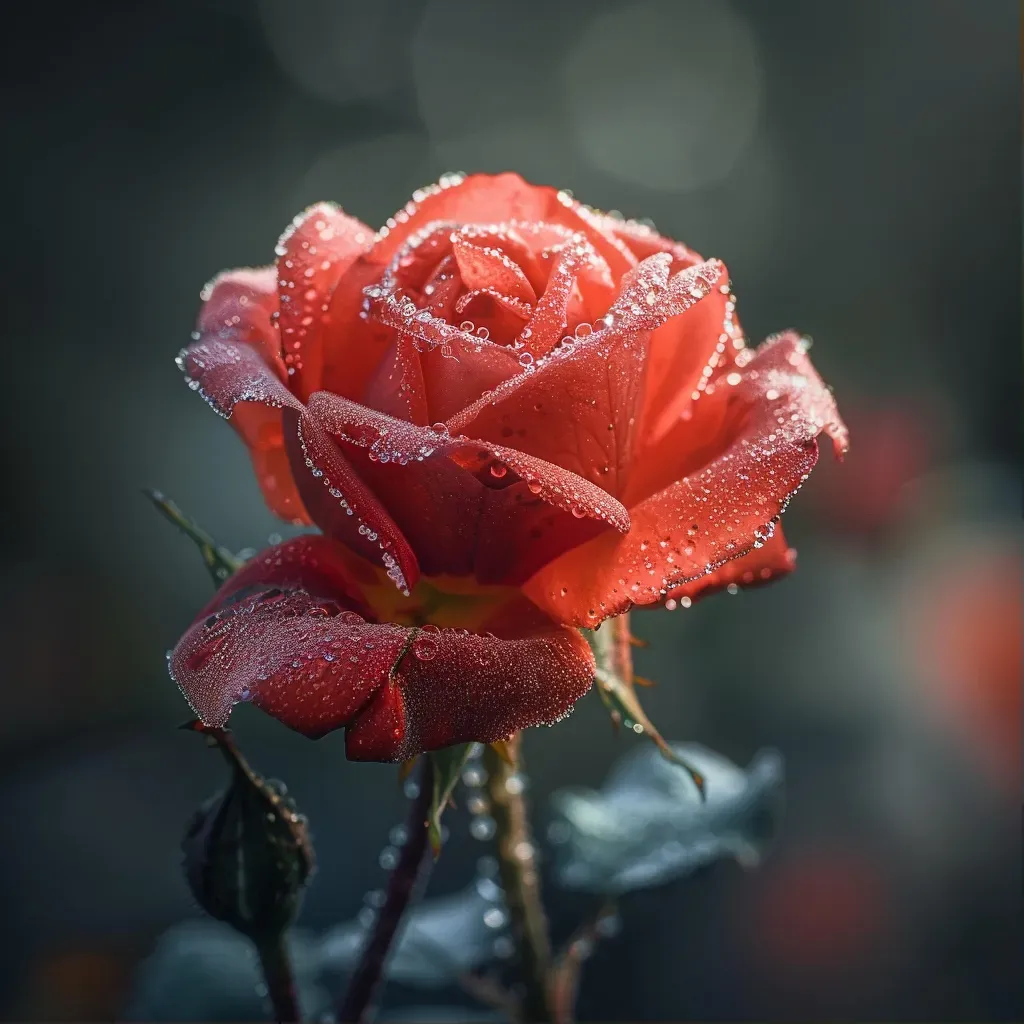 close-up of dewy rose - Image 1