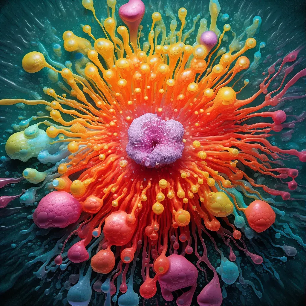 Illustration of vibrant flower pollen microcosm - Image 1