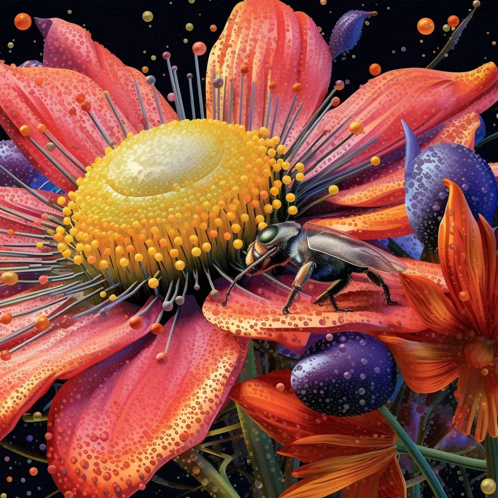 Illustration of vibrant flower pollen microcosm - Image 3