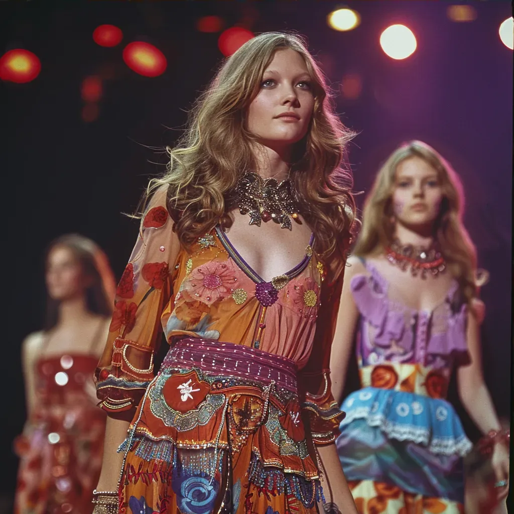 Vintage 70s retro fashion runway scene - Image 3