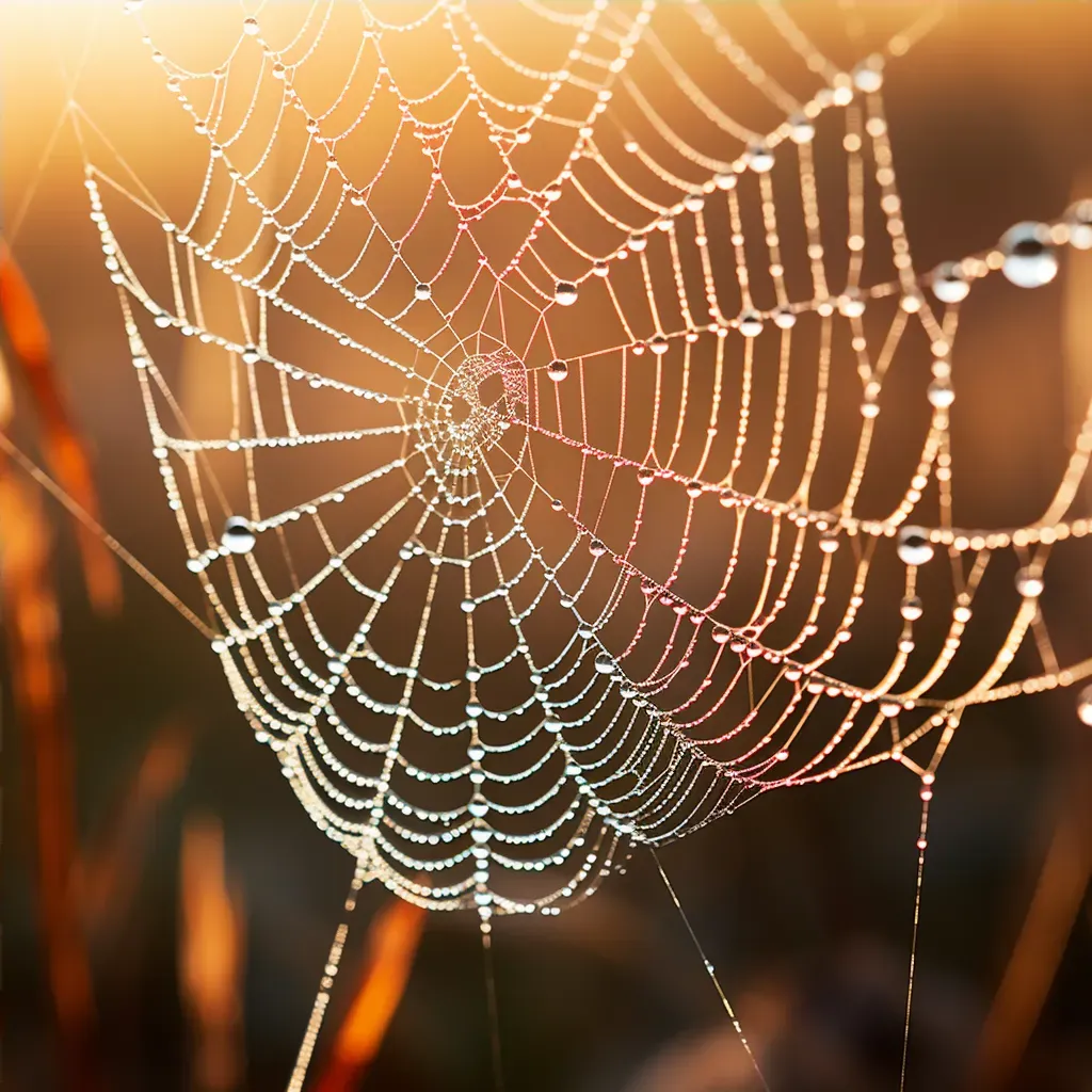 Close-up of a Dewy Spider Web