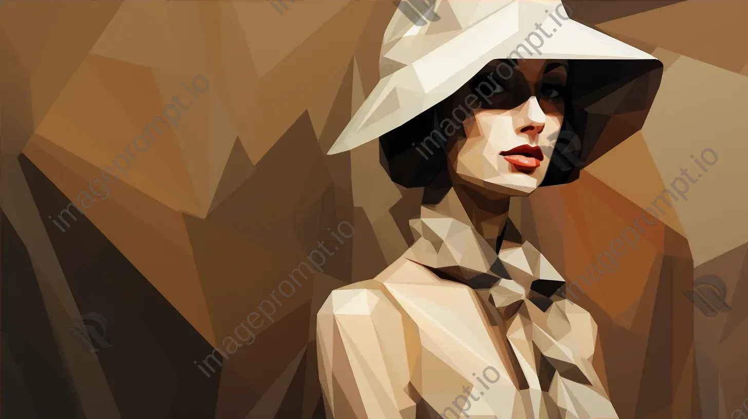 Low poly portrait of a vintage fashion model in sepia tones - Image 4