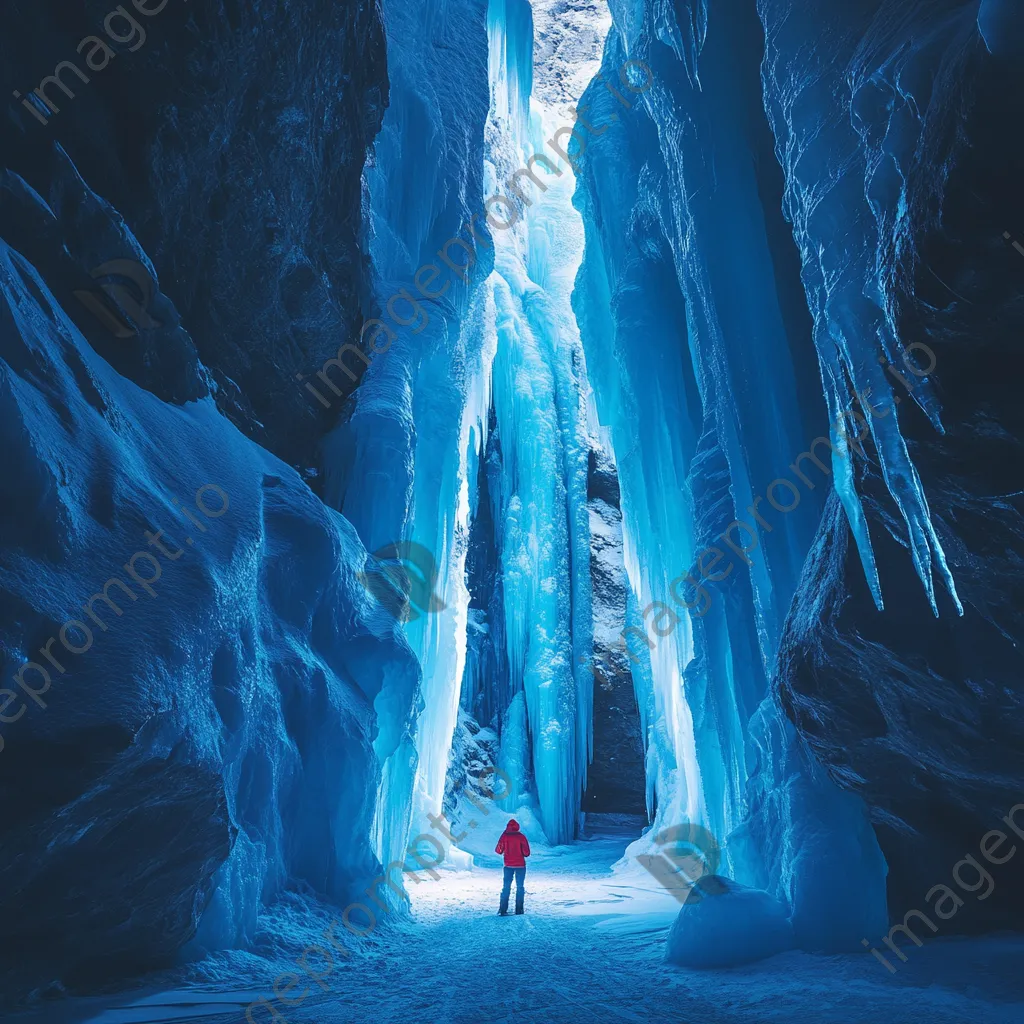 Ice cathedral inside a glacier with towering spires and blue lighting - Image 4