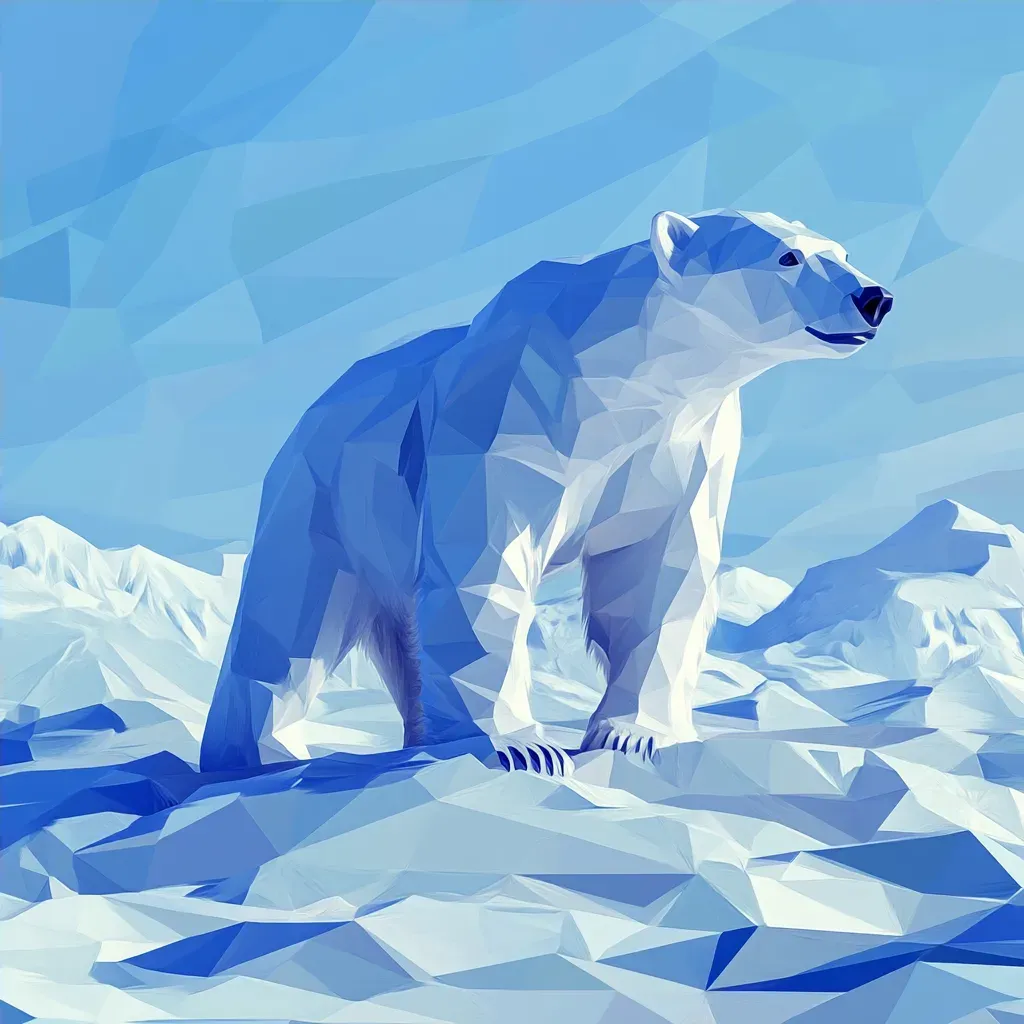 Cool hues of low poly polar bear in a snowy winter landscape - Image 4