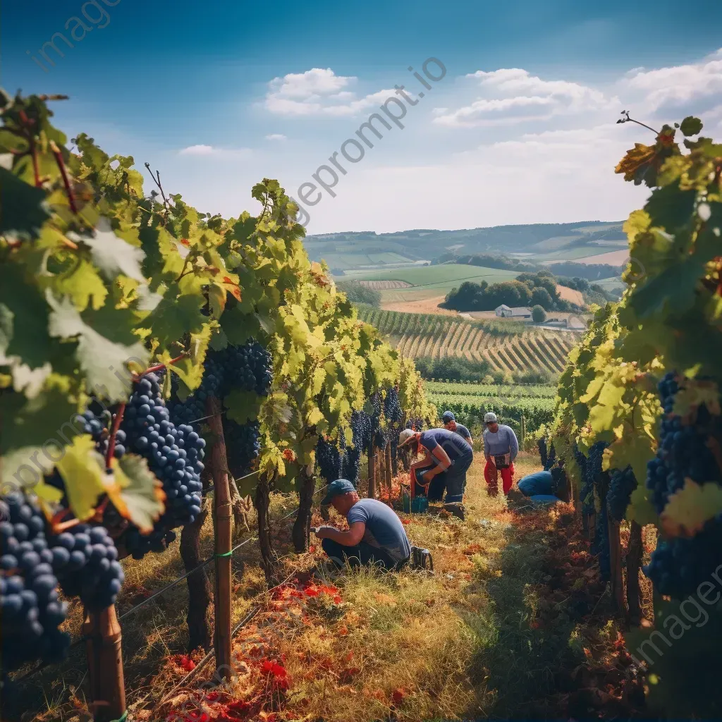 Sunny day in the vineyard during harvest season with ripe grapes - Image 2