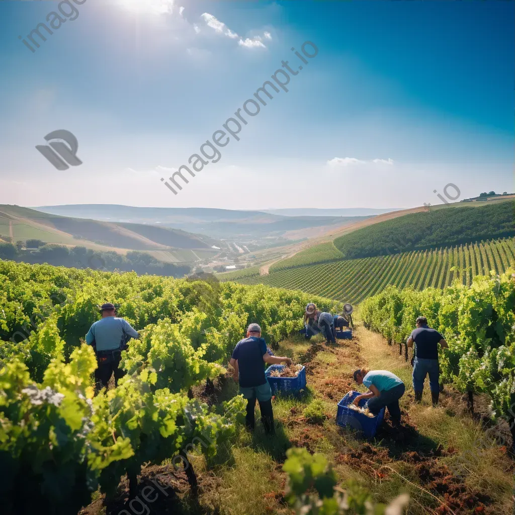 Sunny day in the vineyard during harvest season with ripe grapes - Image 3