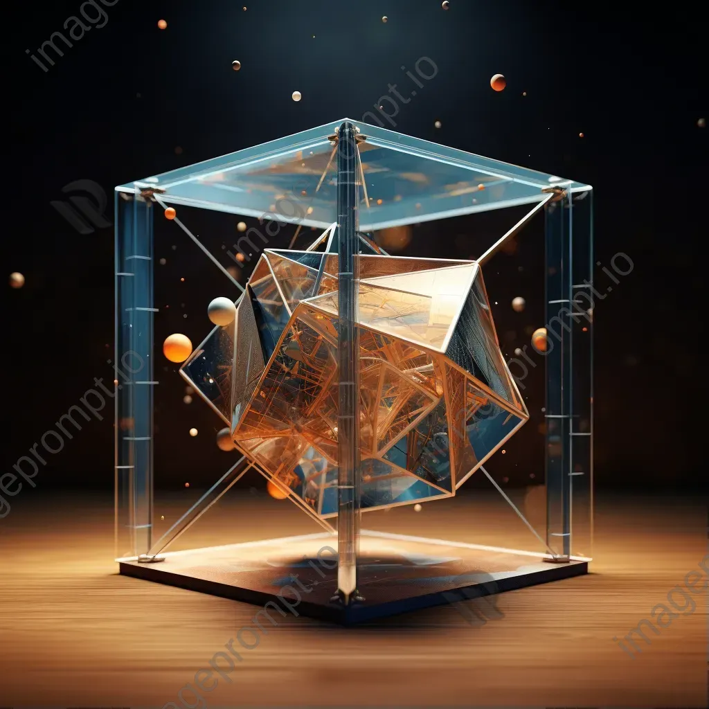 Cubist rendering of a 4D hypercube object unfolded in 3D space - Image 1