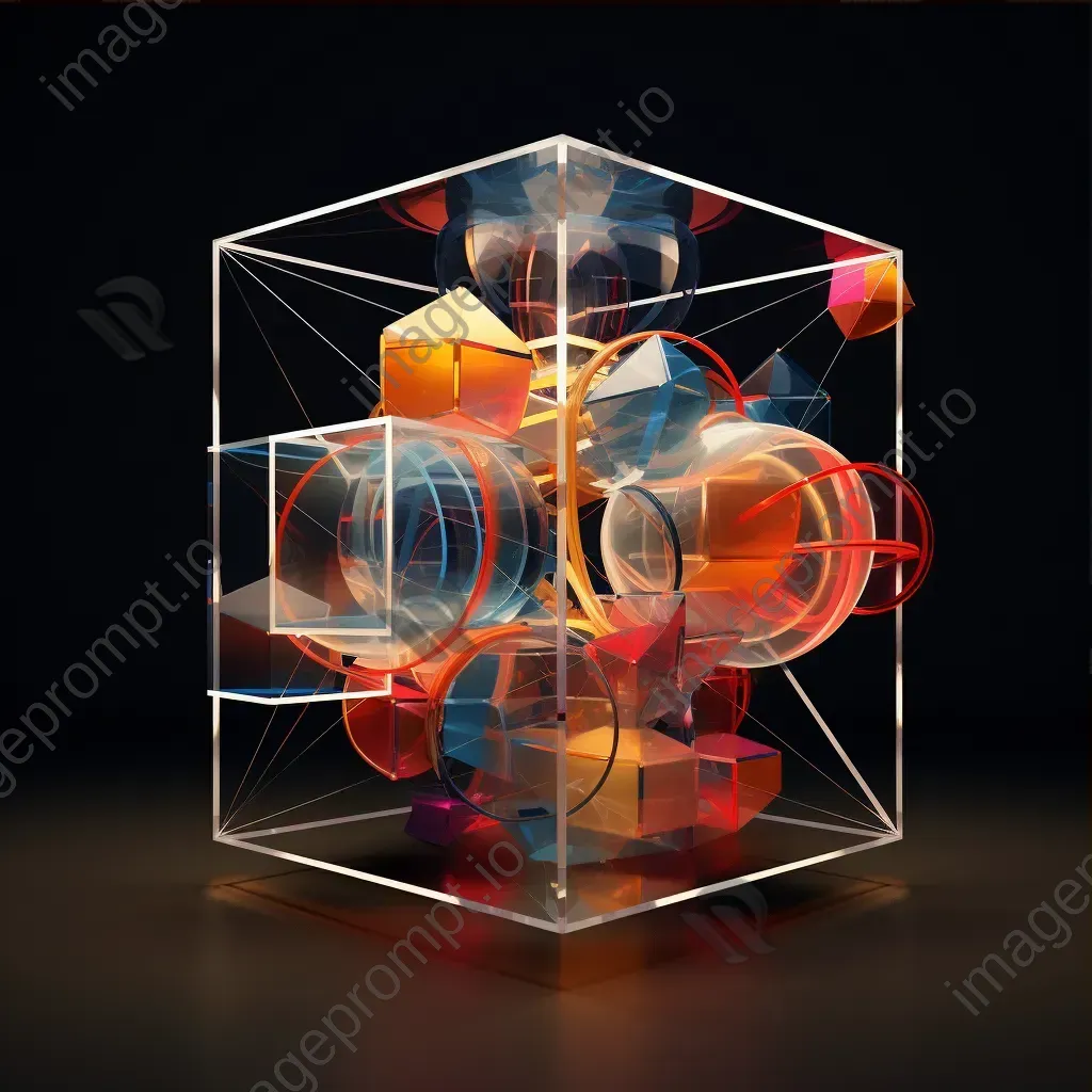 Cubist rendering of a 4D hypercube object unfolded in 3D space - Image 3