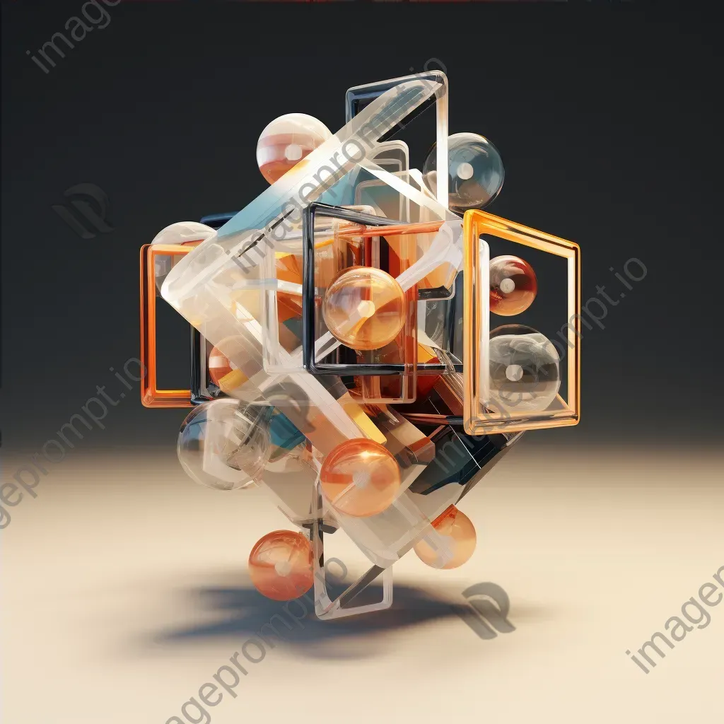 Cubist rendering of a 4D hypercube object unfolded in 3D space - Image 4