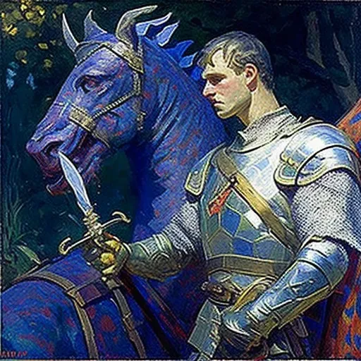 Image of a knight in armor facing a dragon, symbolizing courage - Image 2