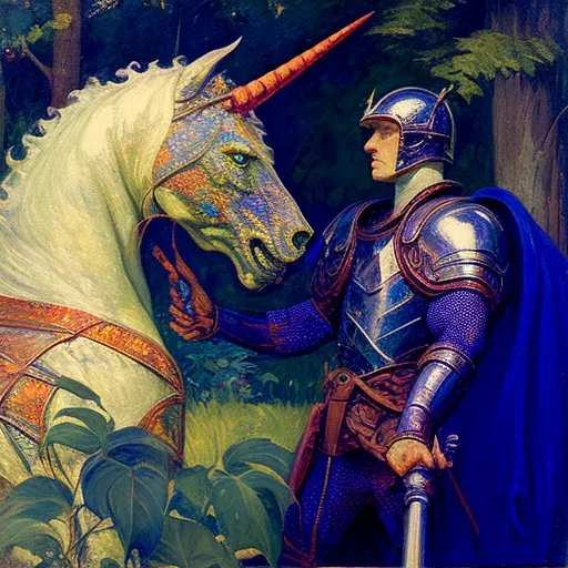 Image of a knight in armor facing a dragon, symbolizing courage - Image 3