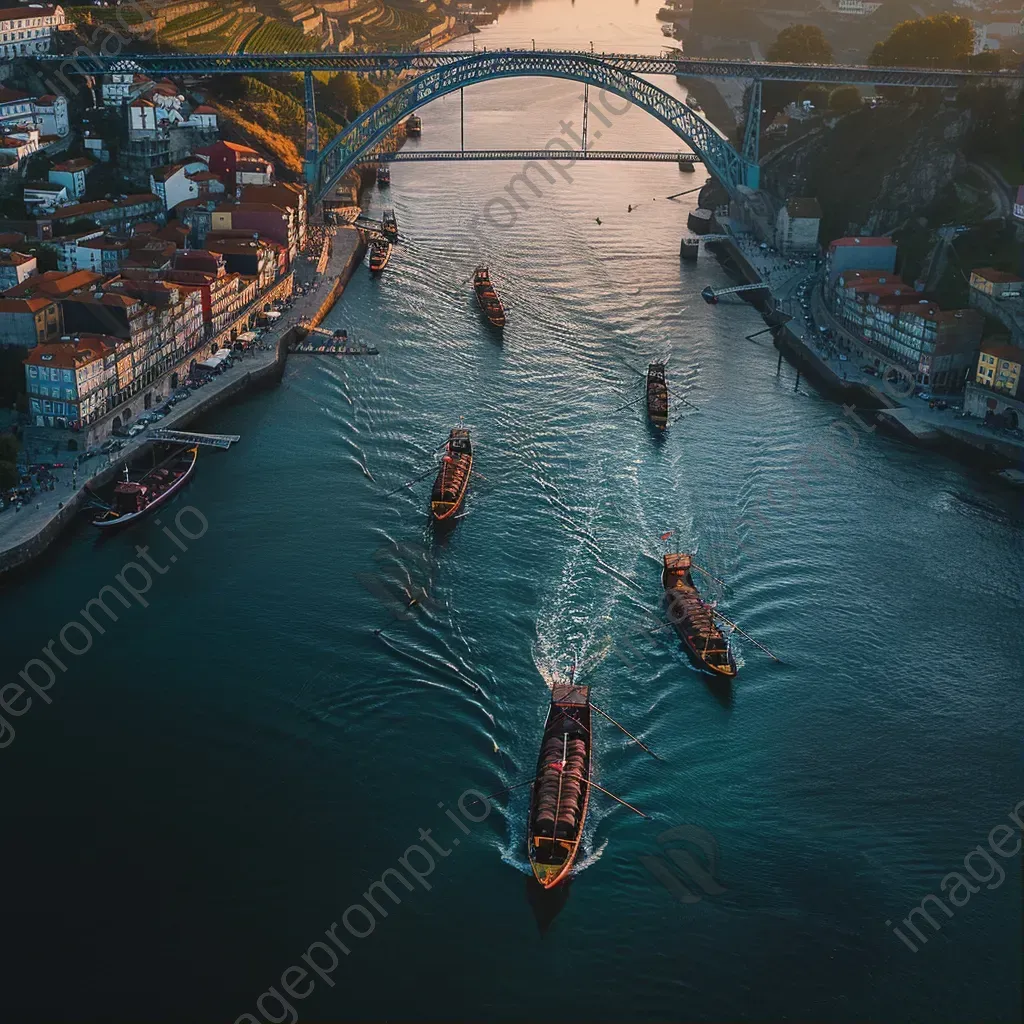Colorful Portuguese fishing boats on river - Image 1