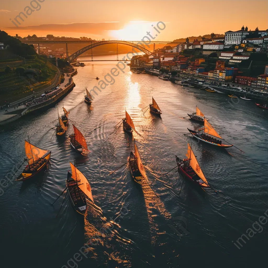 Colorful Portuguese fishing boats on river - Image 3