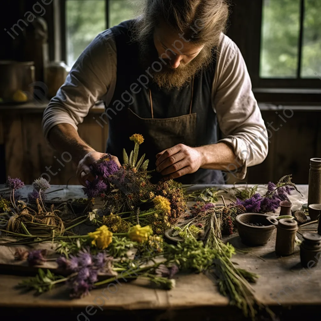 Craftsperson creating natural dyes from hedgerow plants - Image 2