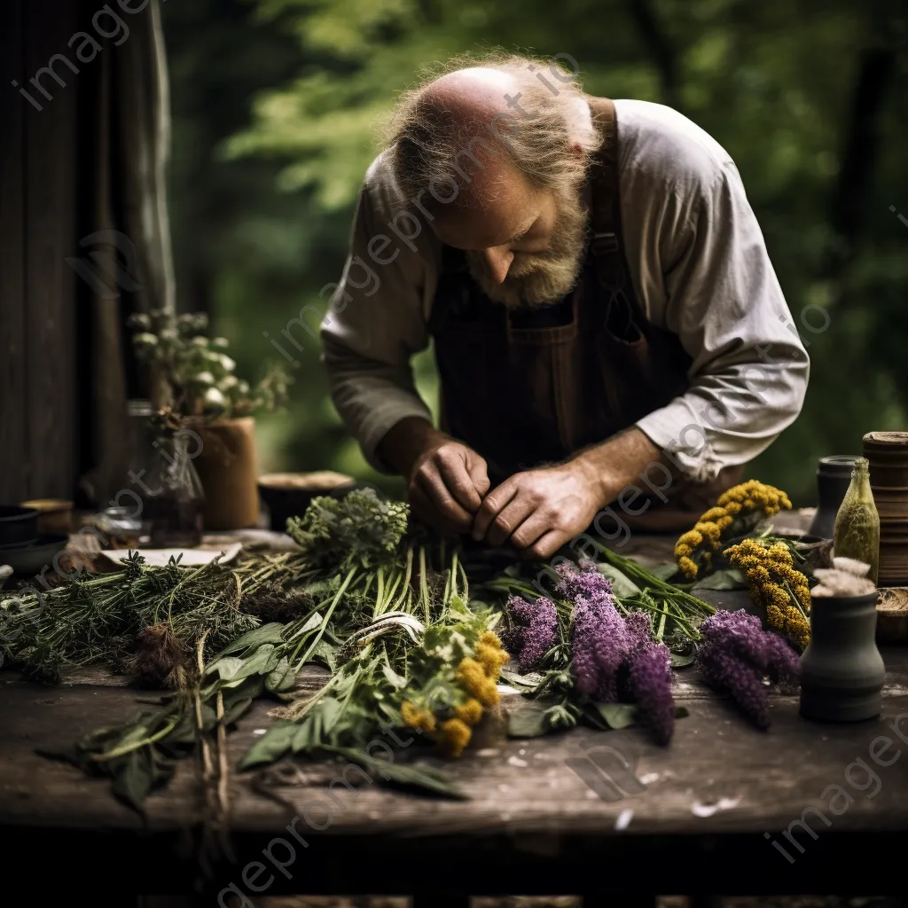 Craftsperson creating natural dyes from hedgerow plants - Image 3