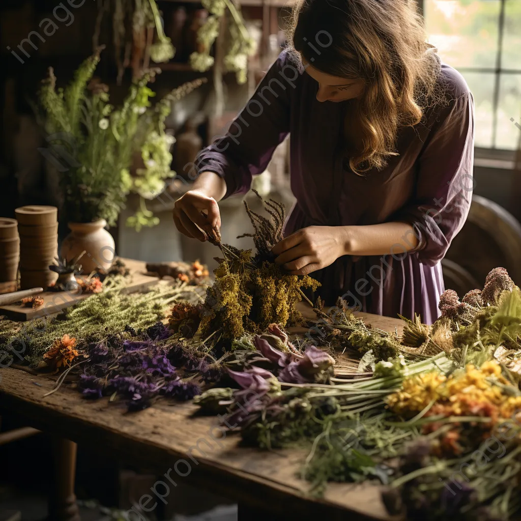 Craftsperson creating natural dyes from hedgerow plants - Image 4