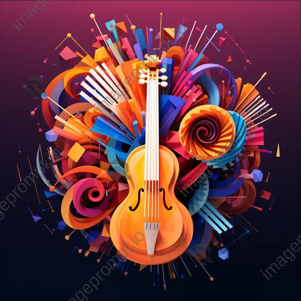 Vibrant music-themed typography showcasing different instrument shapes in low poly style - Image 3