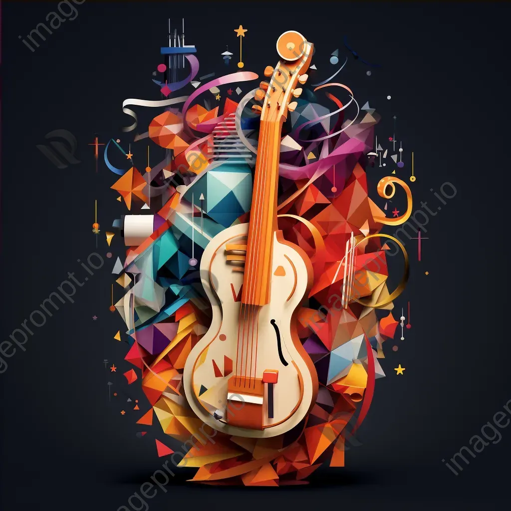 Vibrant music-themed typography showcasing different instrument shapes in low poly style - Image 4