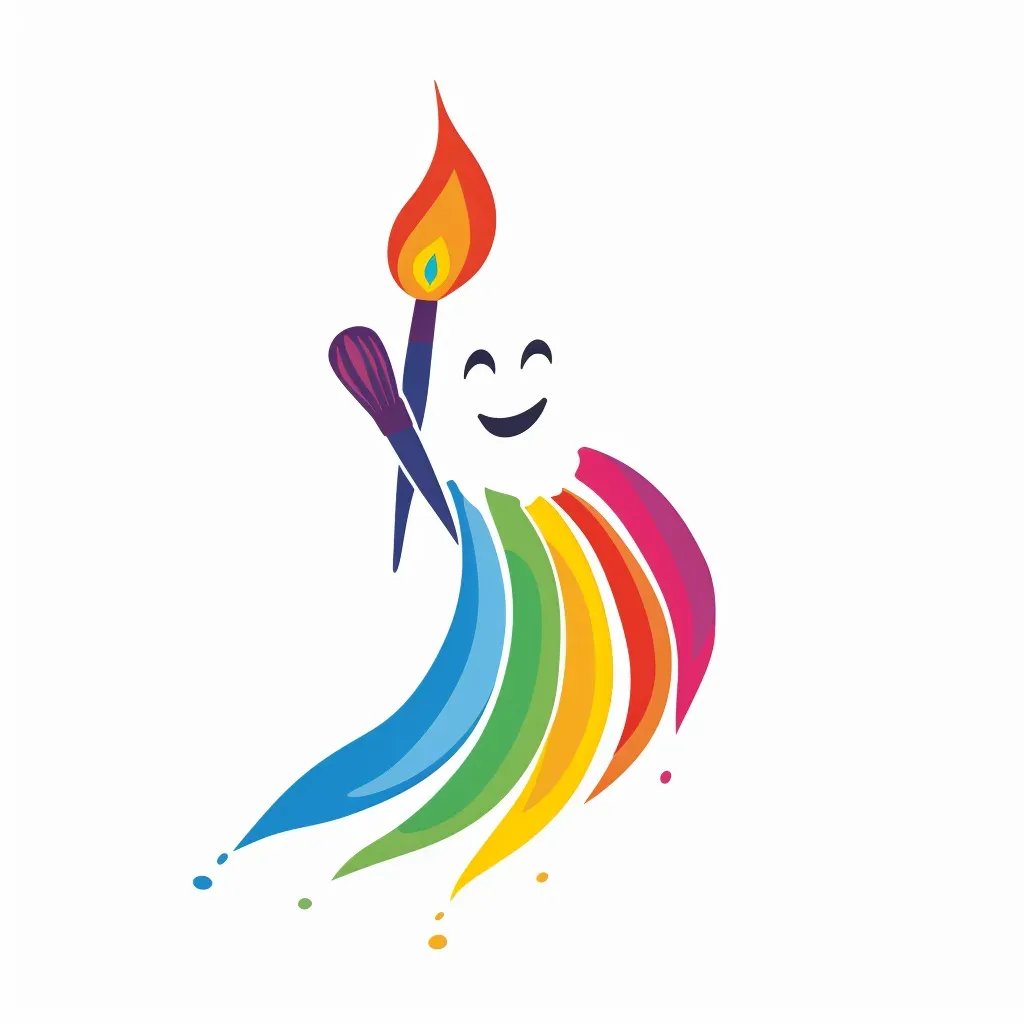 Logo with a colorful paintbrush making a rainbow path, leading to a smiling face. - Image 2