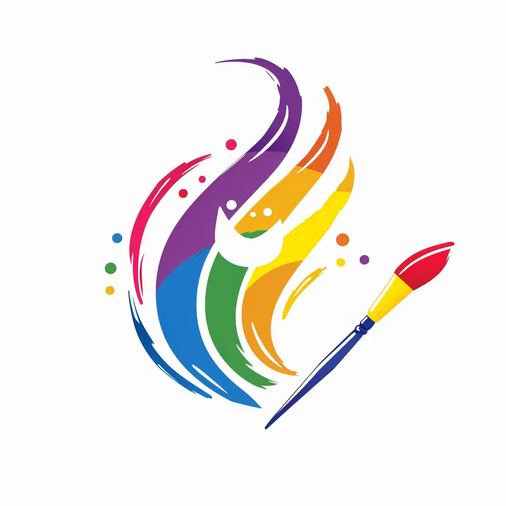 Logo with a colorful paintbrush making a rainbow path, leading to a smiling face. - Image 3