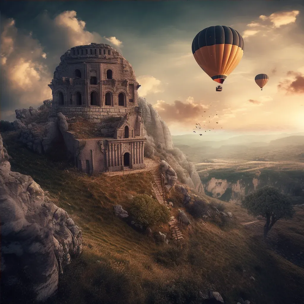 Hot Air Balloon Over Ancient Ruins - Image 4