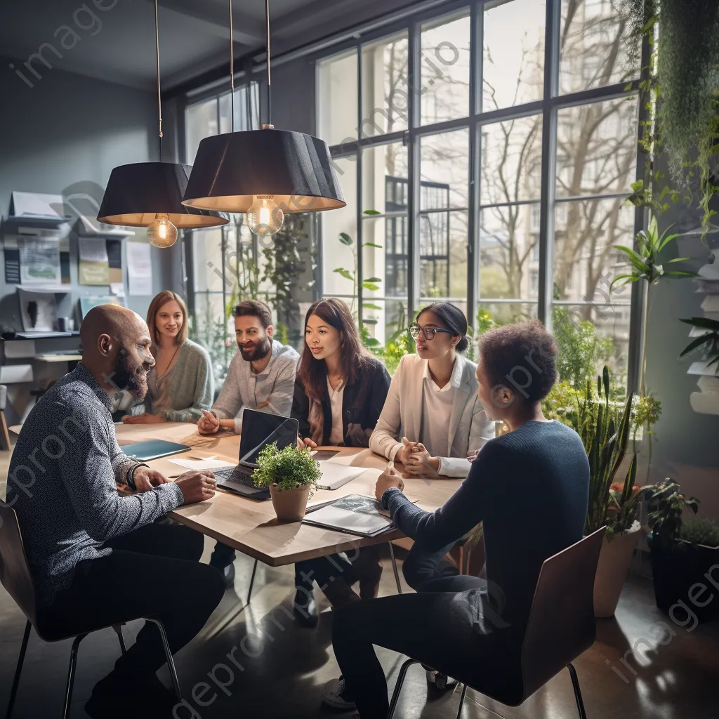 Diverse team collaborating in a modern office with natural light - Image 2