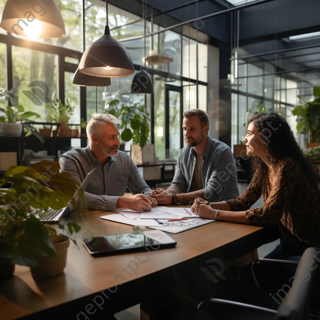 Diverse team collaborating in a modern office with natural light - Image 3