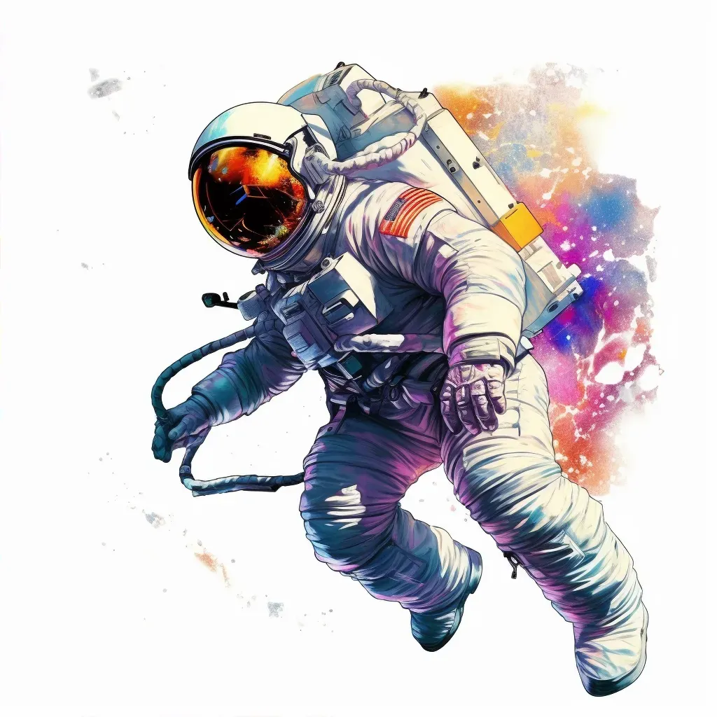 Astronaut making a spacewalk with the reflection of a colorful nebula in their visor - Image 2