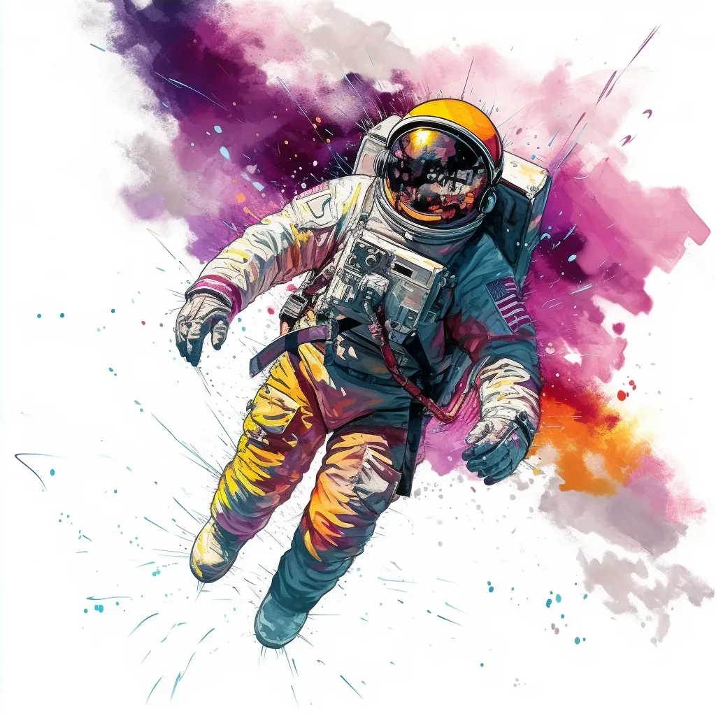 Astronaut making a spacewalk with the reflection of a colorful nebula in their visor - Image 4