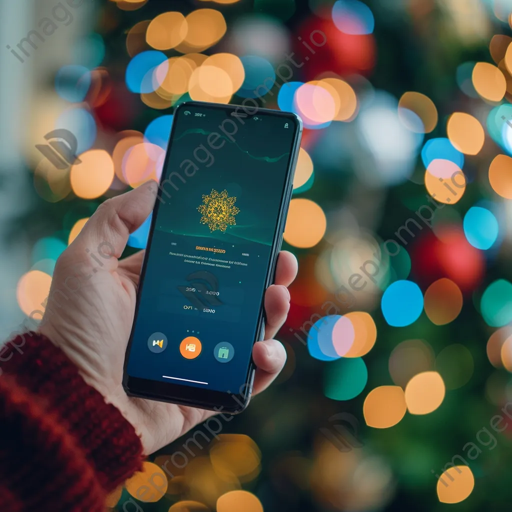 Smartphone screen displaying digital wallet app in a festive setting for easy cryptocurrency transactions. - Image 2