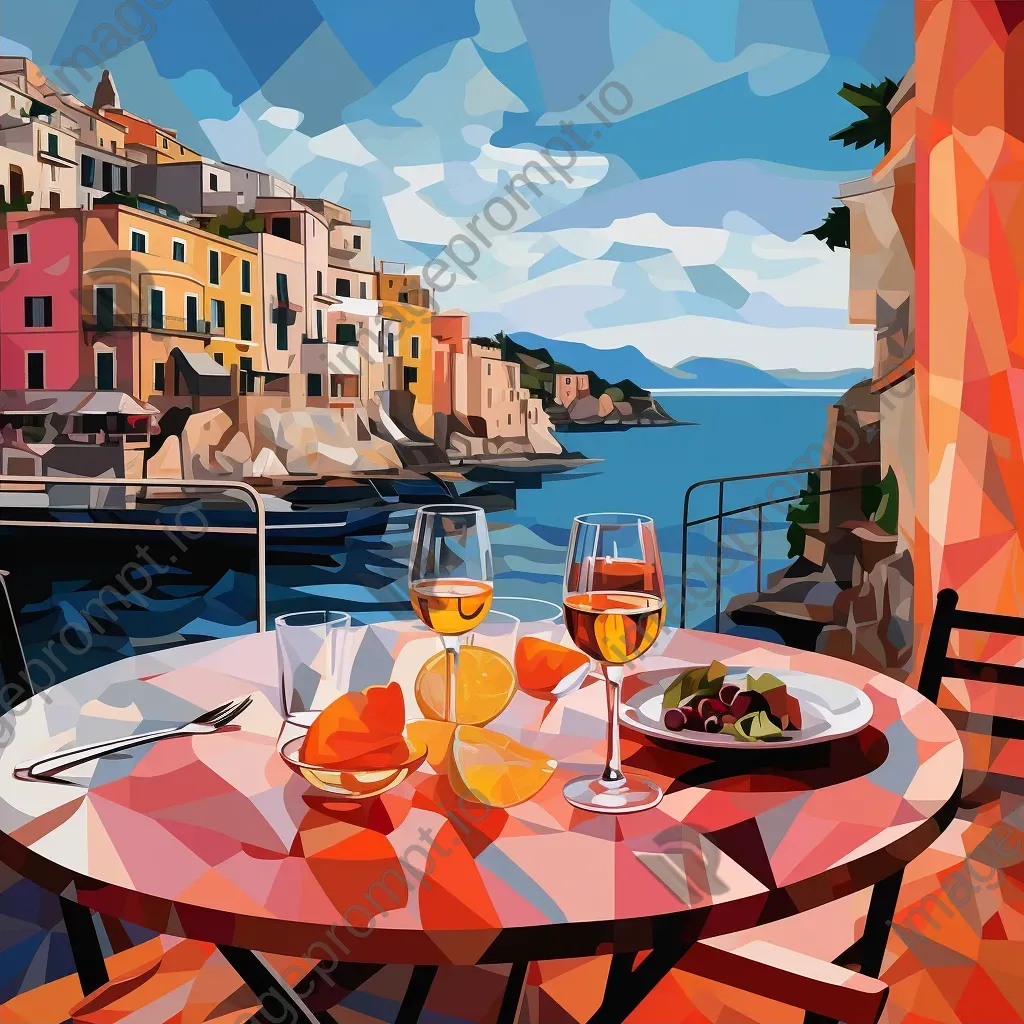 An Italian aperitivo hour in low poly style, reflecting the colors of Pop Art - Image 2