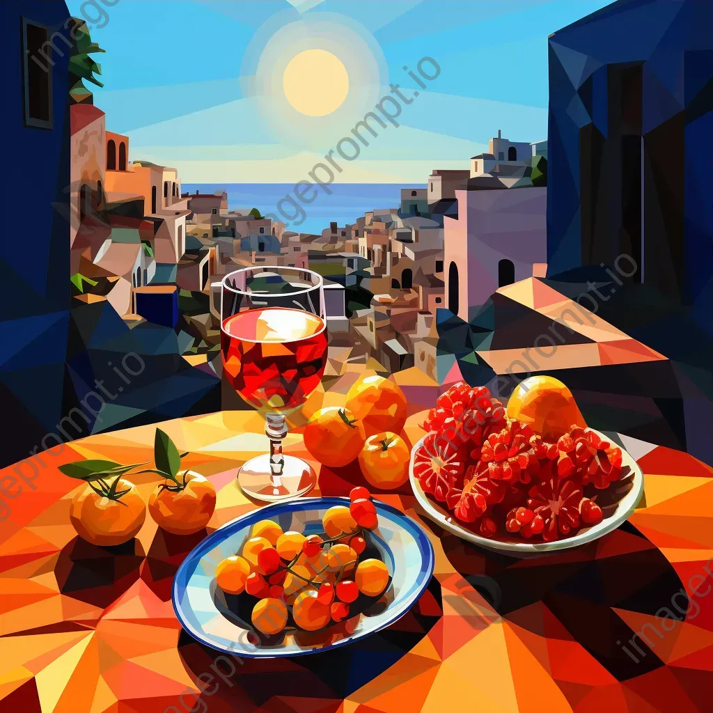 An Italian aperitivo hour in low poly style, reflecting the colors of Pop Art - Image 3