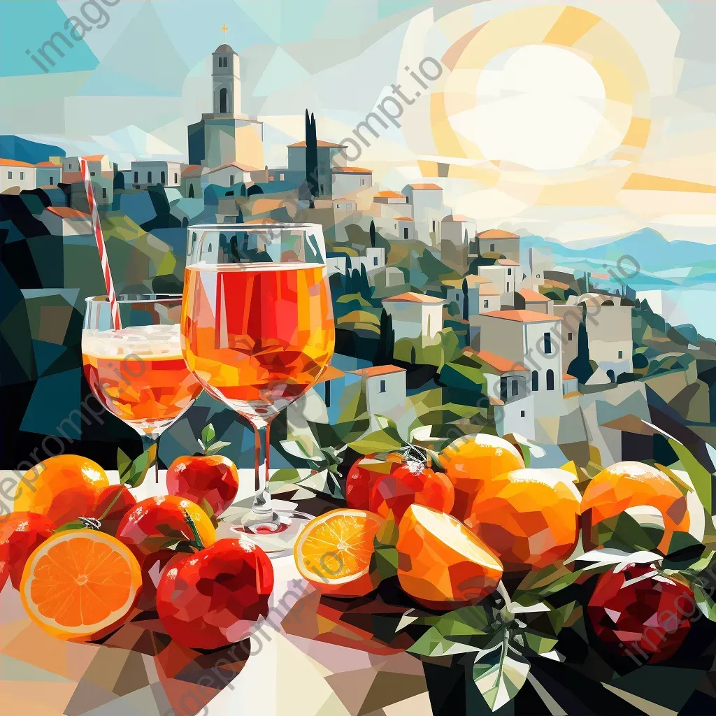 An Italian aperitivo hour in low poly style, reflecting the colors of Pop Art - Image 4