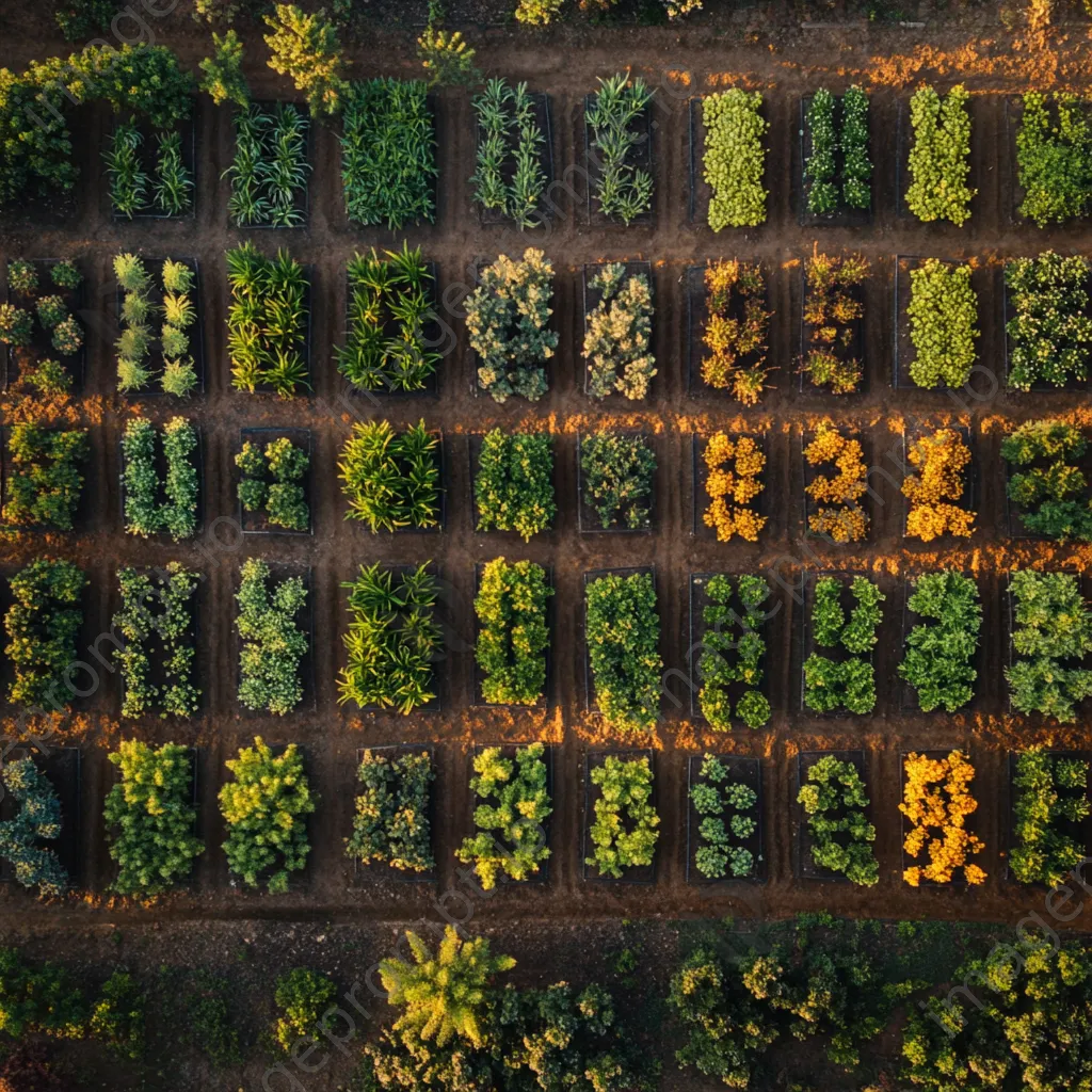 Aerial view of traditional herb garden with colorful plants - Image 2