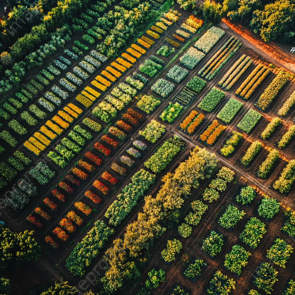 Aerial view of traditional herb garden with colorful plants - Image 4