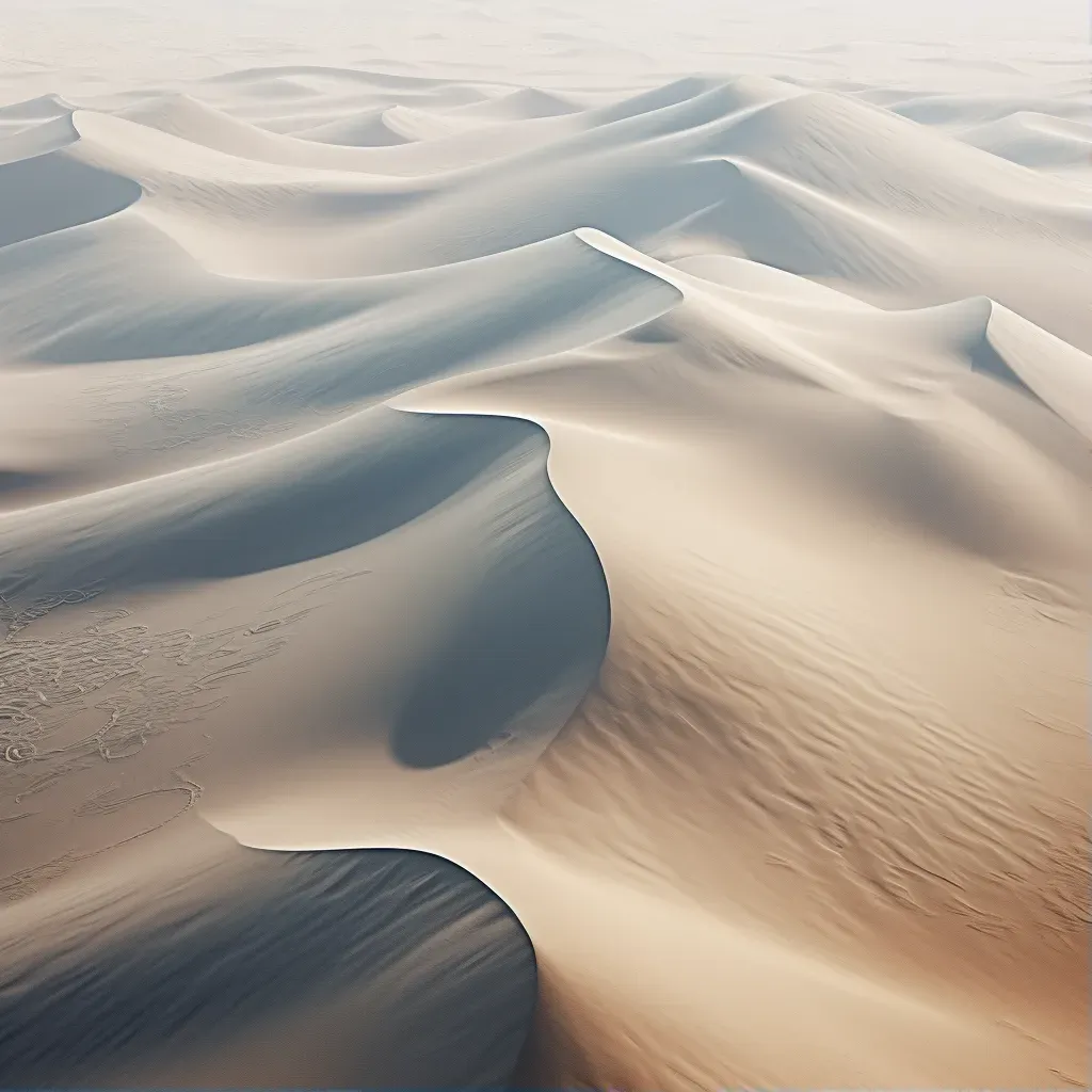 Vast desert with undulating sand dunes resembling ocean waves - Image 1