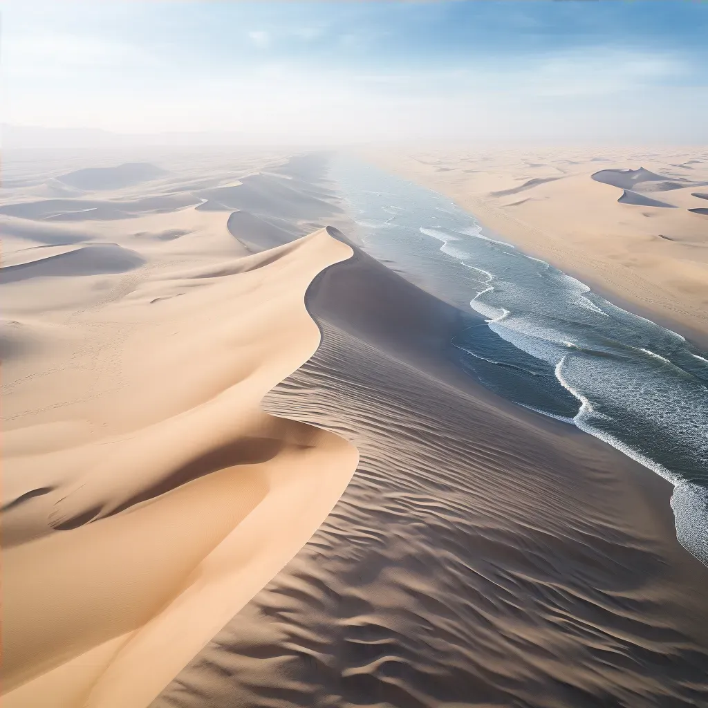 Vast desert with undulating sand dunes resembling ocean waves - Image 4