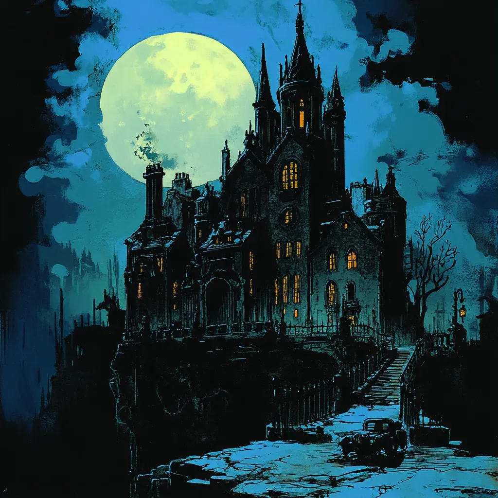 Gothic City Under Full Moon