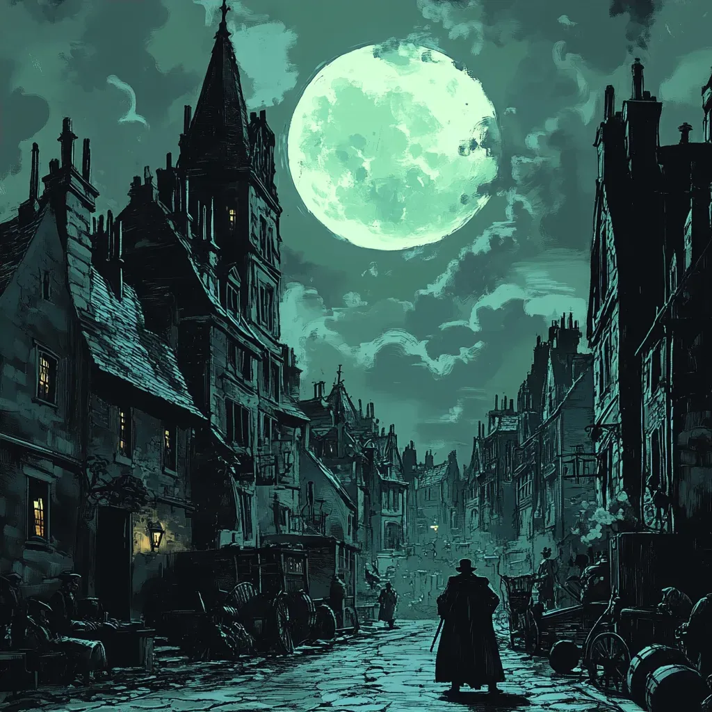 Graphic novel-style Gothic city bathed in full moonlight - Image 4